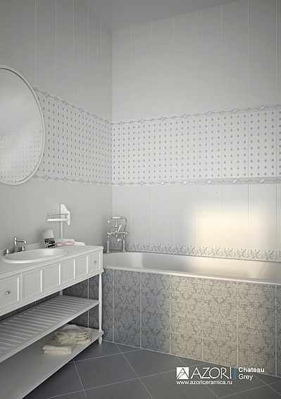 Azori chateau 20х50см плитка настенная серая глянцевая