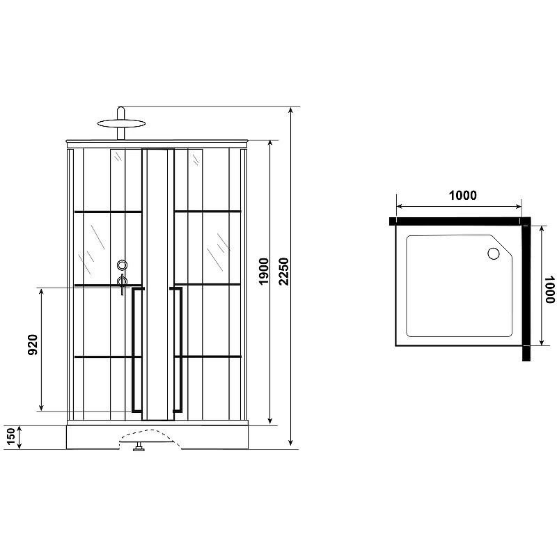 Niagara Standart Душевая кабина 100x100 Тропический душ ST100/15QL/KL/BKT