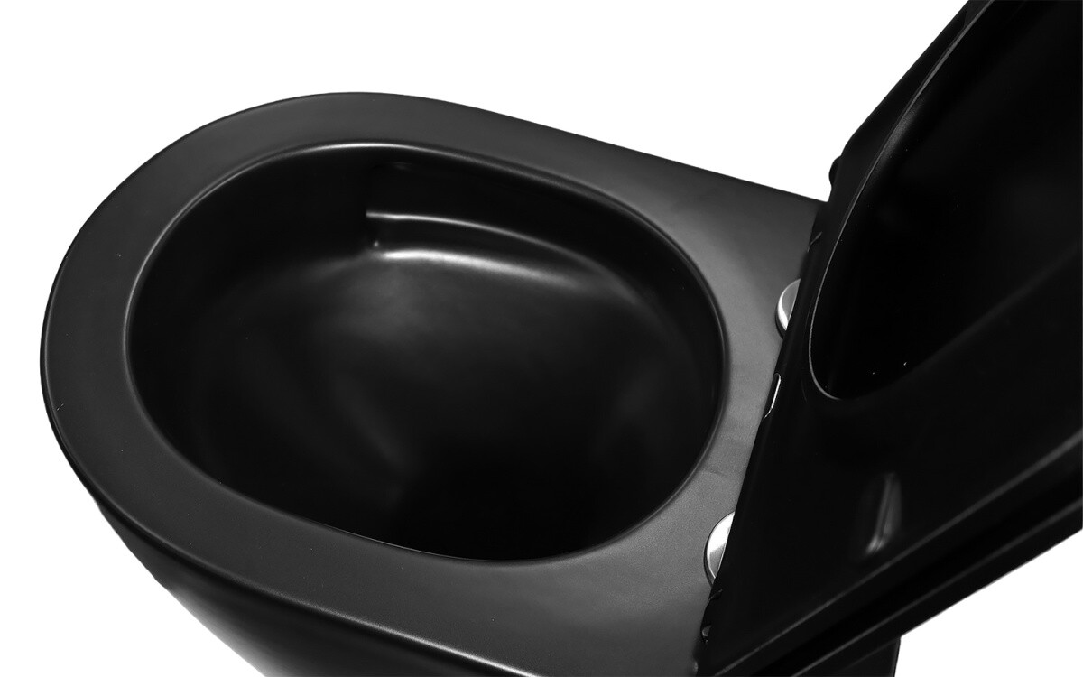 Унитаз подвесной Azario Grado 370х490х360 безободковый, слив "Скрытое Торнадо", с быстросъемным сидением микролифт, черный матовый AZ-0046-UQ3-MB