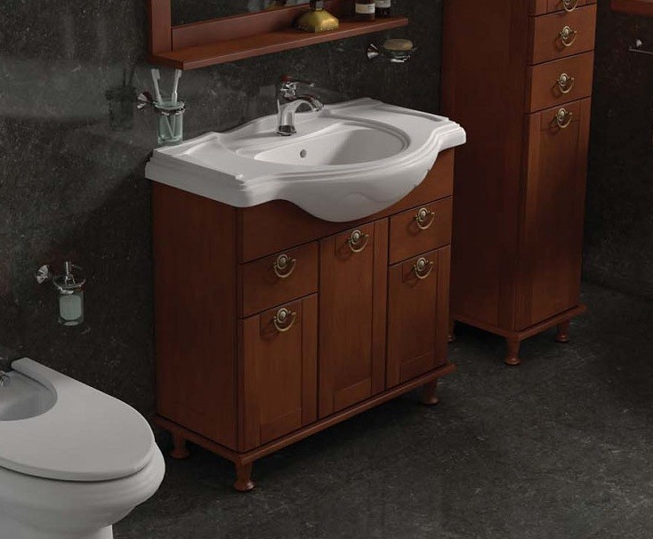Roca America 85 тумба с умывальником ZRU9302791, напольная орех