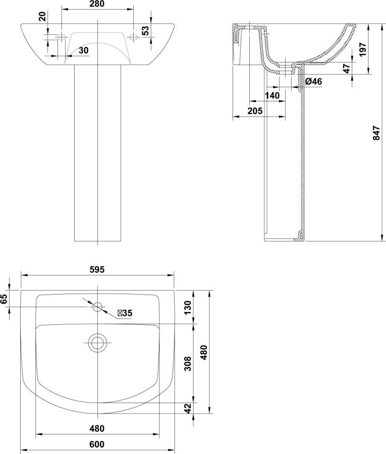 Gala Smart 25050 раковина 55x45 см