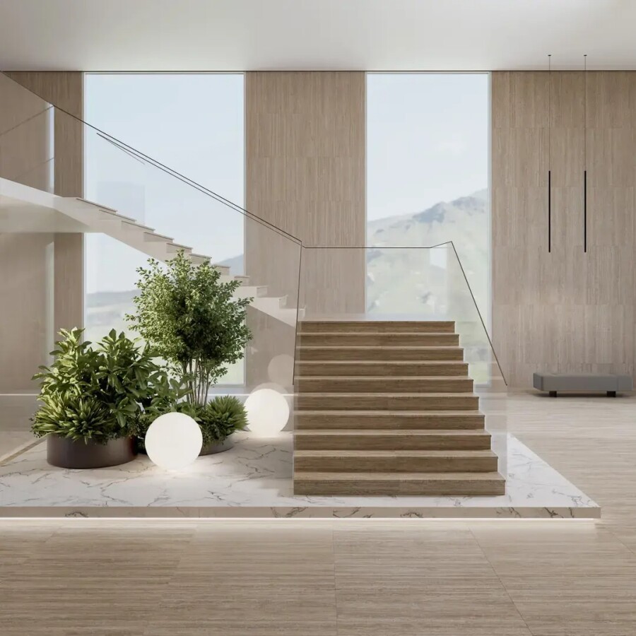 Керамический гранит Kerama Marazzi Прованс Про Травертин Бежевый светлый матовый обрезной 60x119,5x0,9 KM6012G0591R