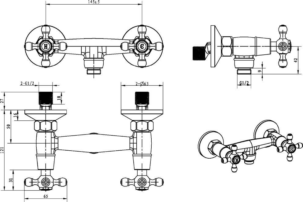 Смеситель для душа Boheme Crystal Бронза 314-CRST