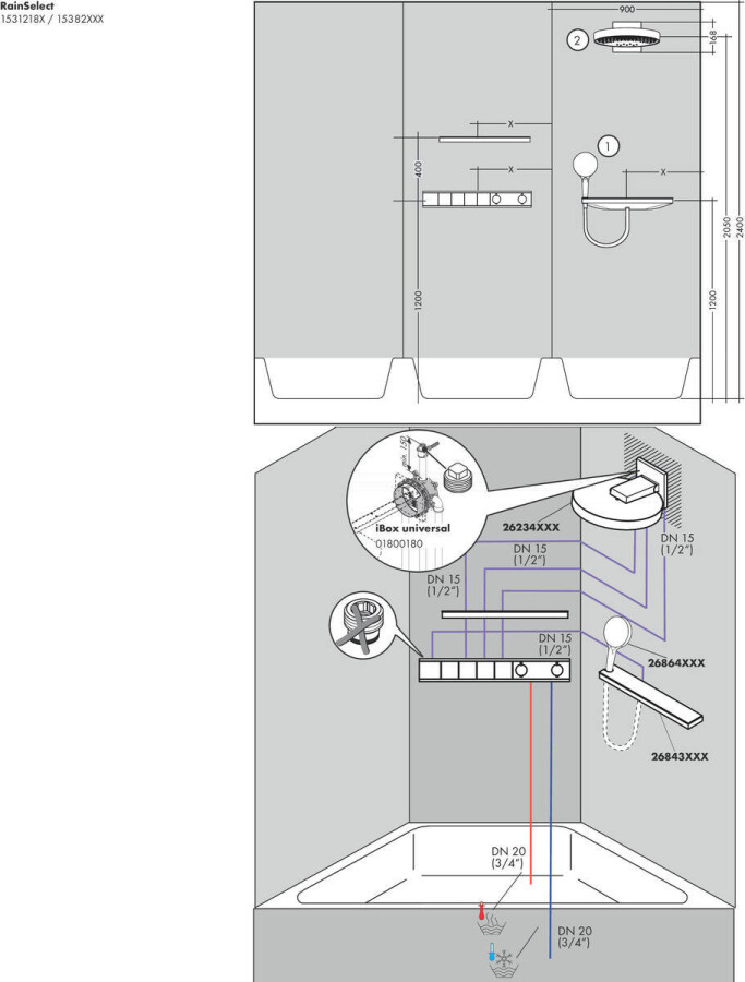 Hansgrohe RainSelect Термостат скрытого монтажа для 4 потребителей черный матовый 15382670