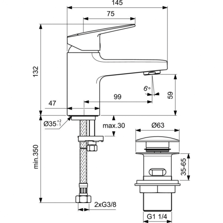 Ideal Standard Ceraplan смеситель для раковины BD206AA