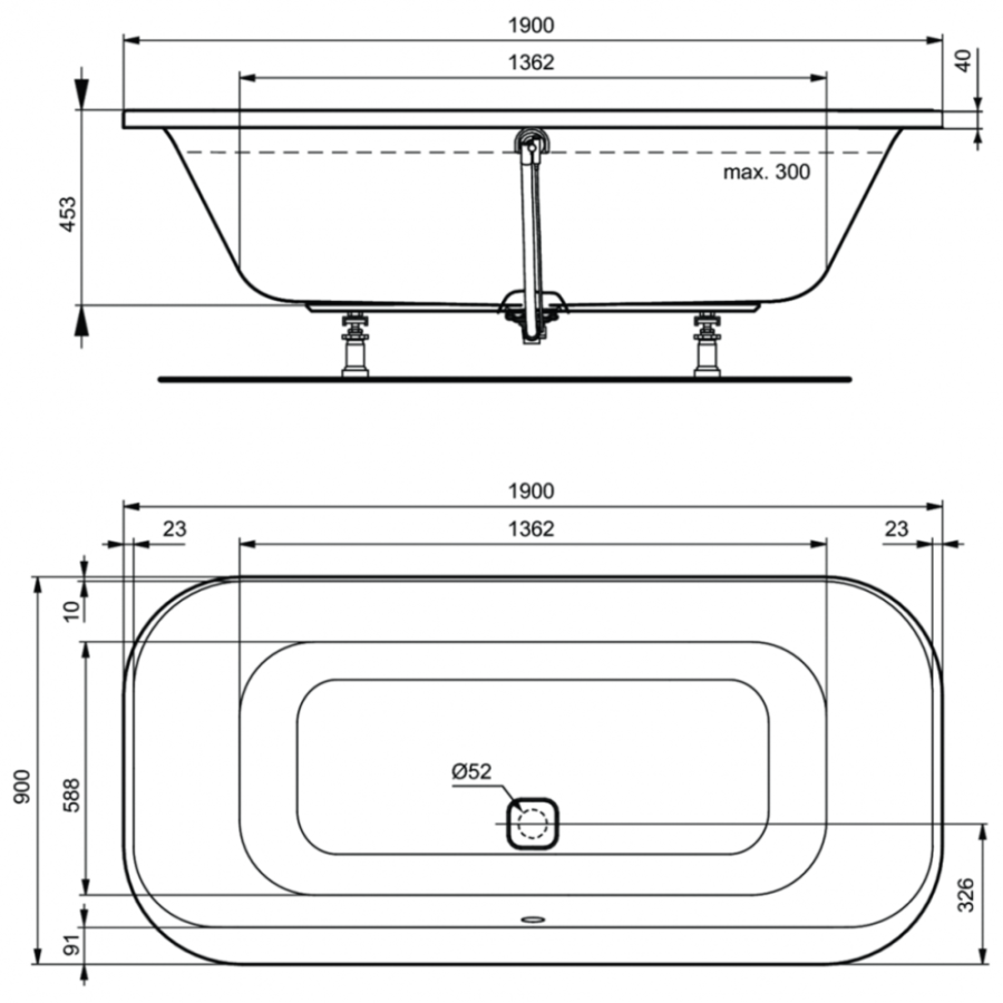 Ideal Standard Tonic ванна акриловая овальная 190х90 K747301