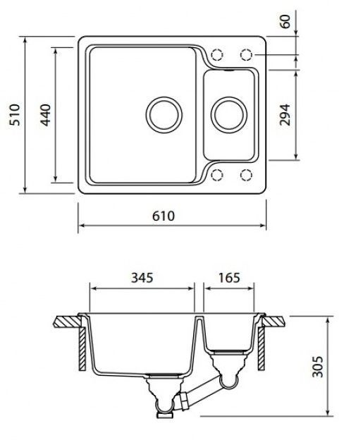 Schock Cambridge 60 700715 кухонная мойка лунный камень 61x51 см