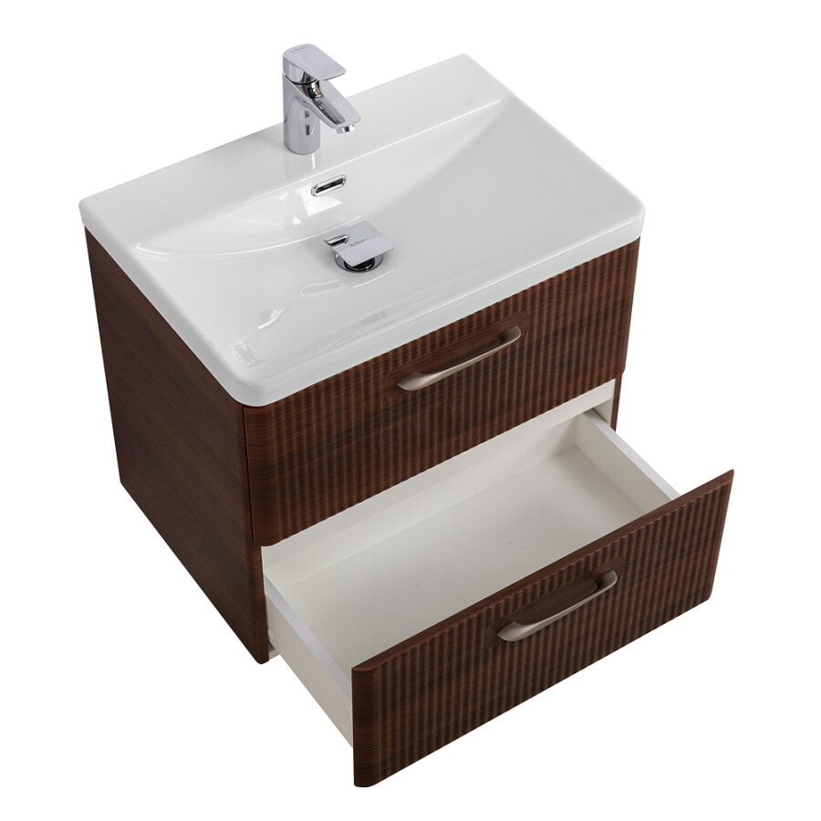 Подвесная тумба с раковиной Belbagno DUE 60 см Noce DUE-600-2C-SO-NOCE-P BB-8076-3-60