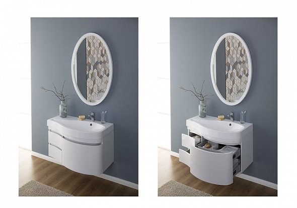 Aquanet Сопрано 95 тумба с раковиной 00213001 подвесная, правая