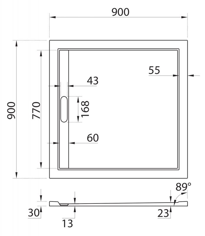 Cezares Tray поддон из иск. мрамора 90х90 TRAY-AS-A-90-30-W