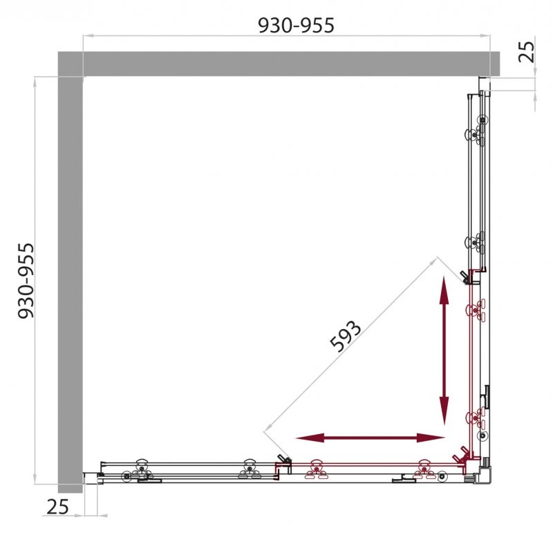 BelBagno SELA-A-2-95-Ch-Cr душевое ограждение 95*95*190