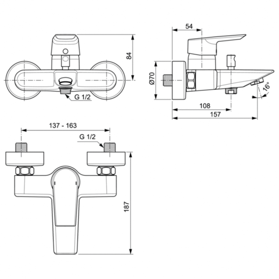 Ideal Standard Tesi смеситель для ванны A6583AA