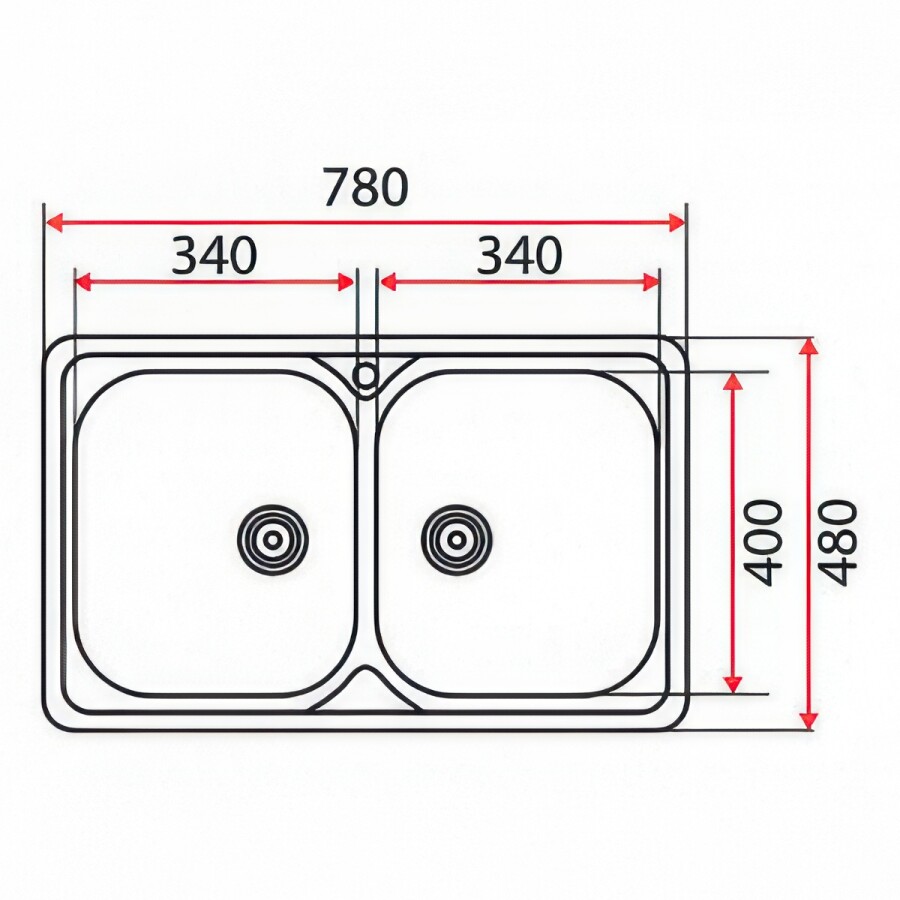 Мойка из нержавеющей стали врезная 78х48 см Zerix Z7848D-08-180E Double ZM0554