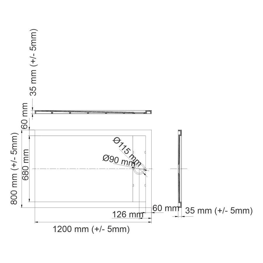 WasserKRAFT Wiese 84T06 душевой поддон из искусственного камня 120*80*4