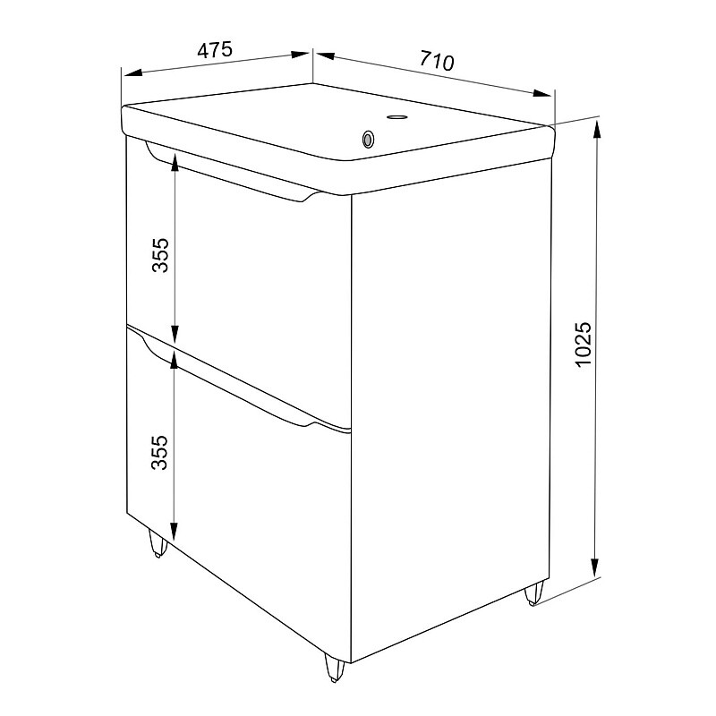 Комплект Тумба Azario Лотос 70/2 Н напольная с раковиной Монте 70 "AZ-MONTE 70" CS00106602
