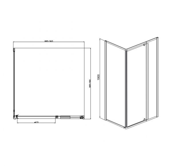 Sole Cube Black душевое ограждение 90*90/100*190 см УТ000031968