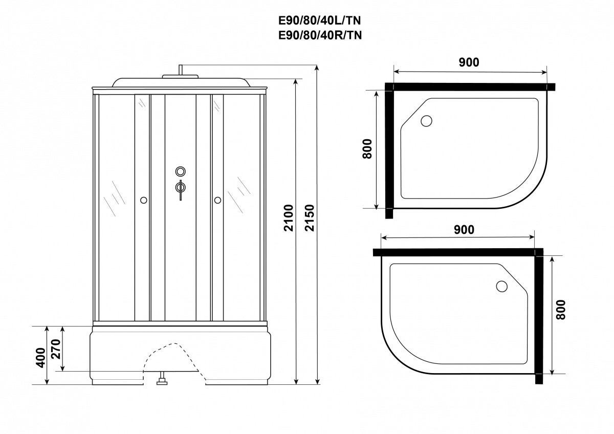 Niagara Eco Душевая кабина 90x80 Левая Тропический душ E90/80/40L/TN