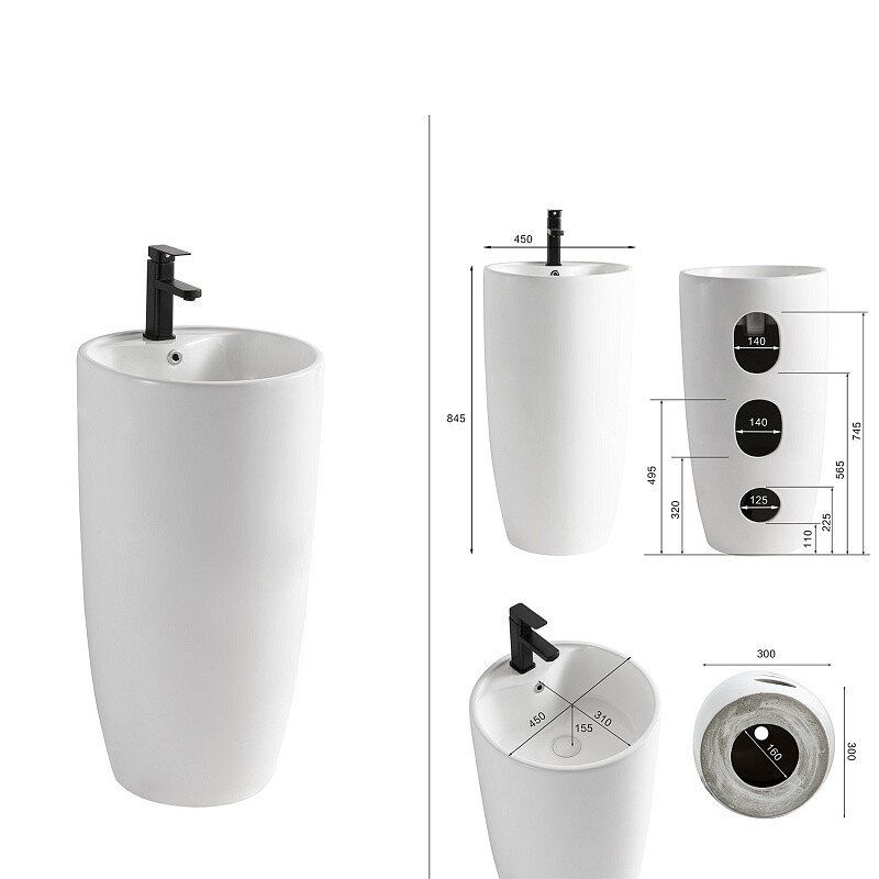 Раковина напольная Azario Тея 450х450х845 отдельностоящая, черный AZ-M30149MB