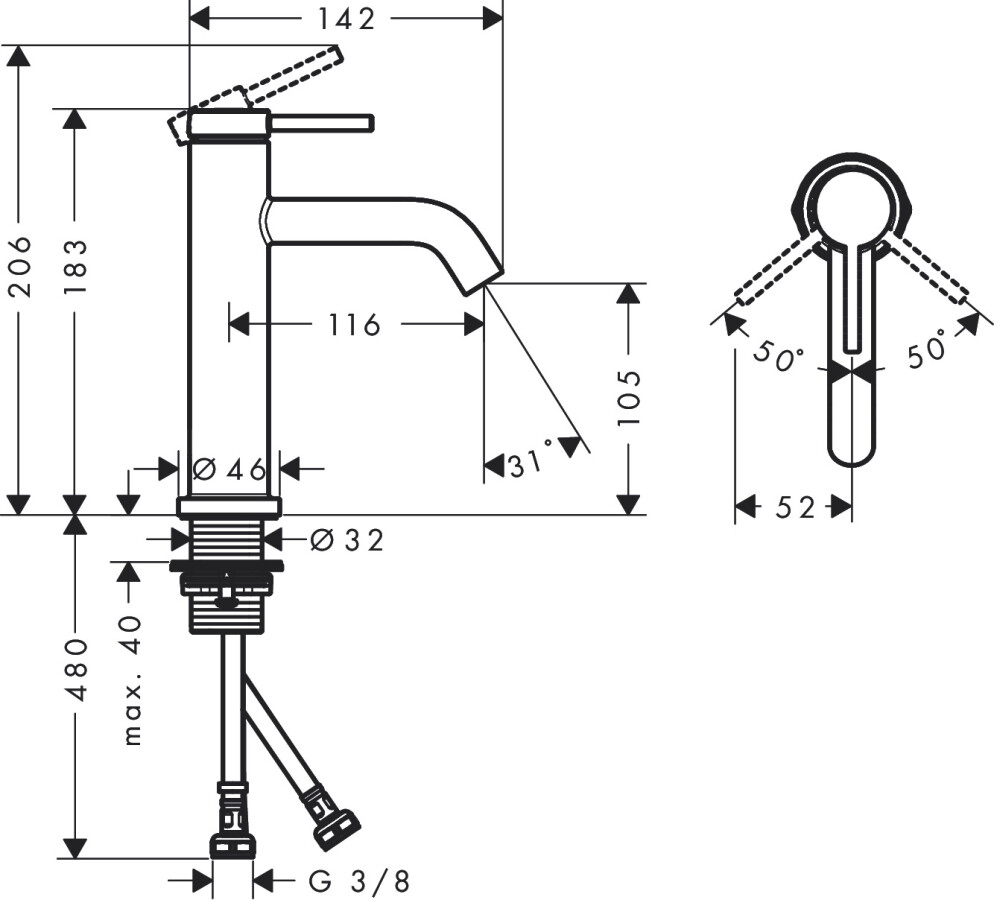Hansgrohe Tecturis S Смеситель для раковины 110 хром 73311000