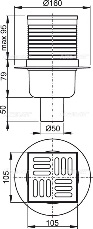 Alca Plast APV32 Душевой трап 105*105 мм