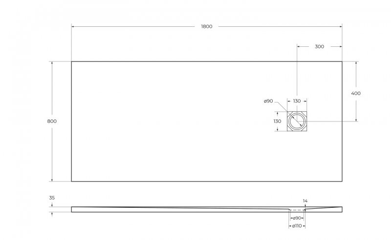 Поддон из искусственного мрамора Belbagno TRAY-MR-UNO-AH-180/80-35-W-CR