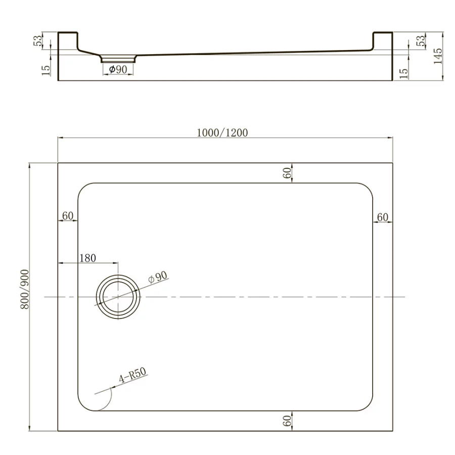 Veconi душевой поддон 120х90 см TZ54-12090-C5