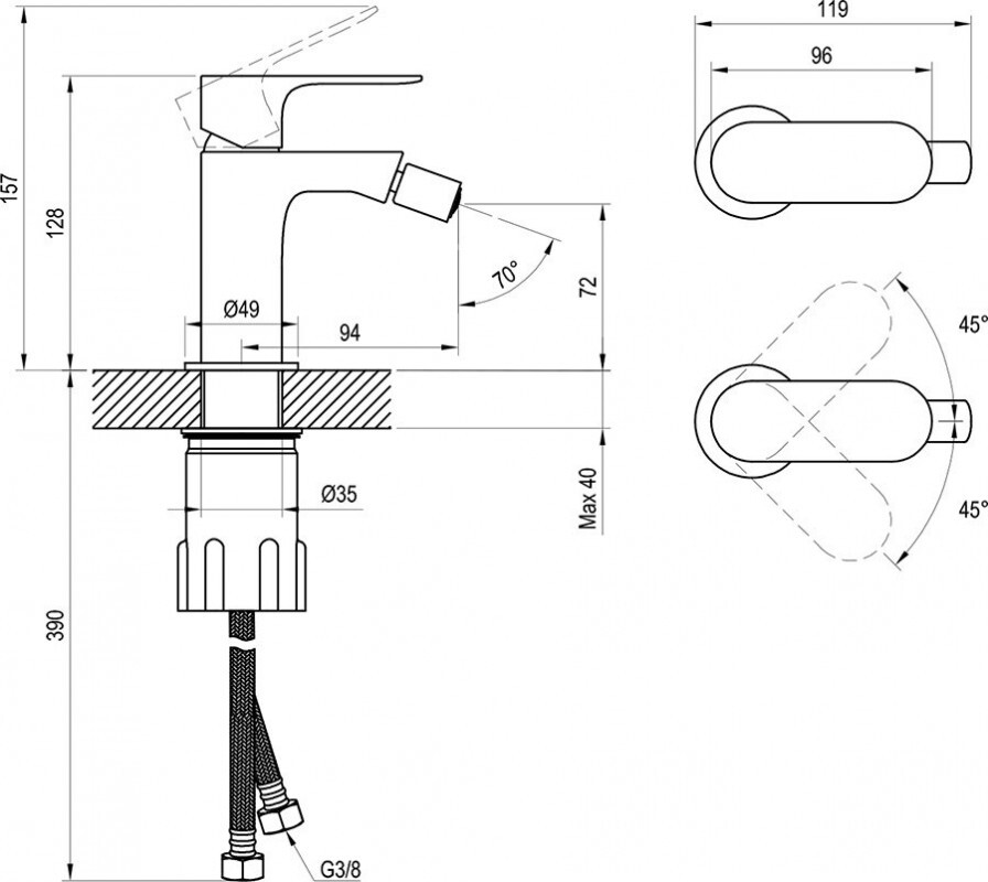 Ravak Eleganta Смеситель для биде графит матовый X070332