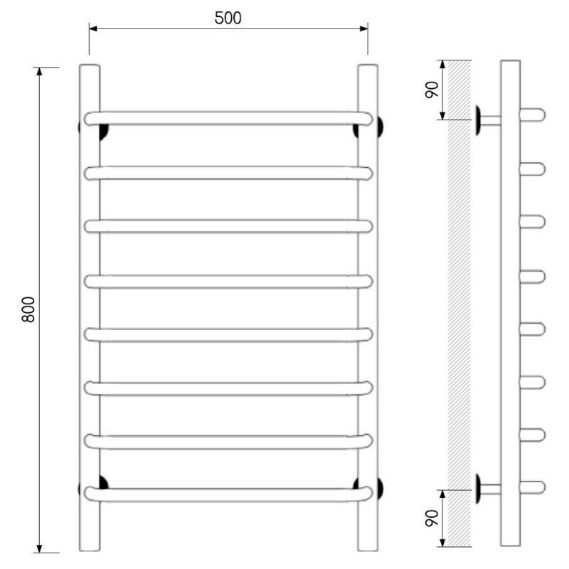 Laris Стандарт П8 полотенцесушитель водяной хром 50х80 73208015