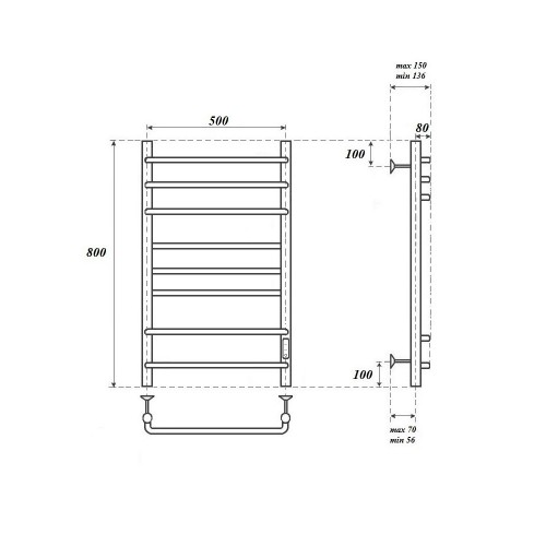 Point Сатурн полотенцесушитель электрический 50х80 PN90858