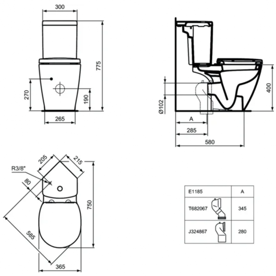 Ideal Standard Connect напольный унитаз с бачком E119501+E797001