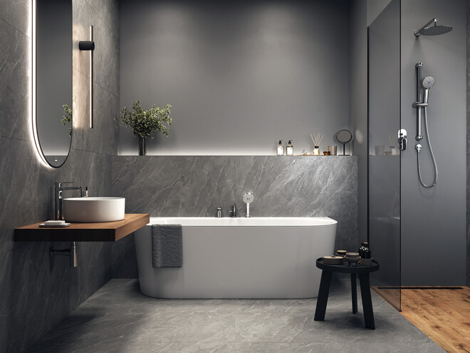 Керамогранит Cersanit Cambio серый ректификат рельеф 60x120 A17427