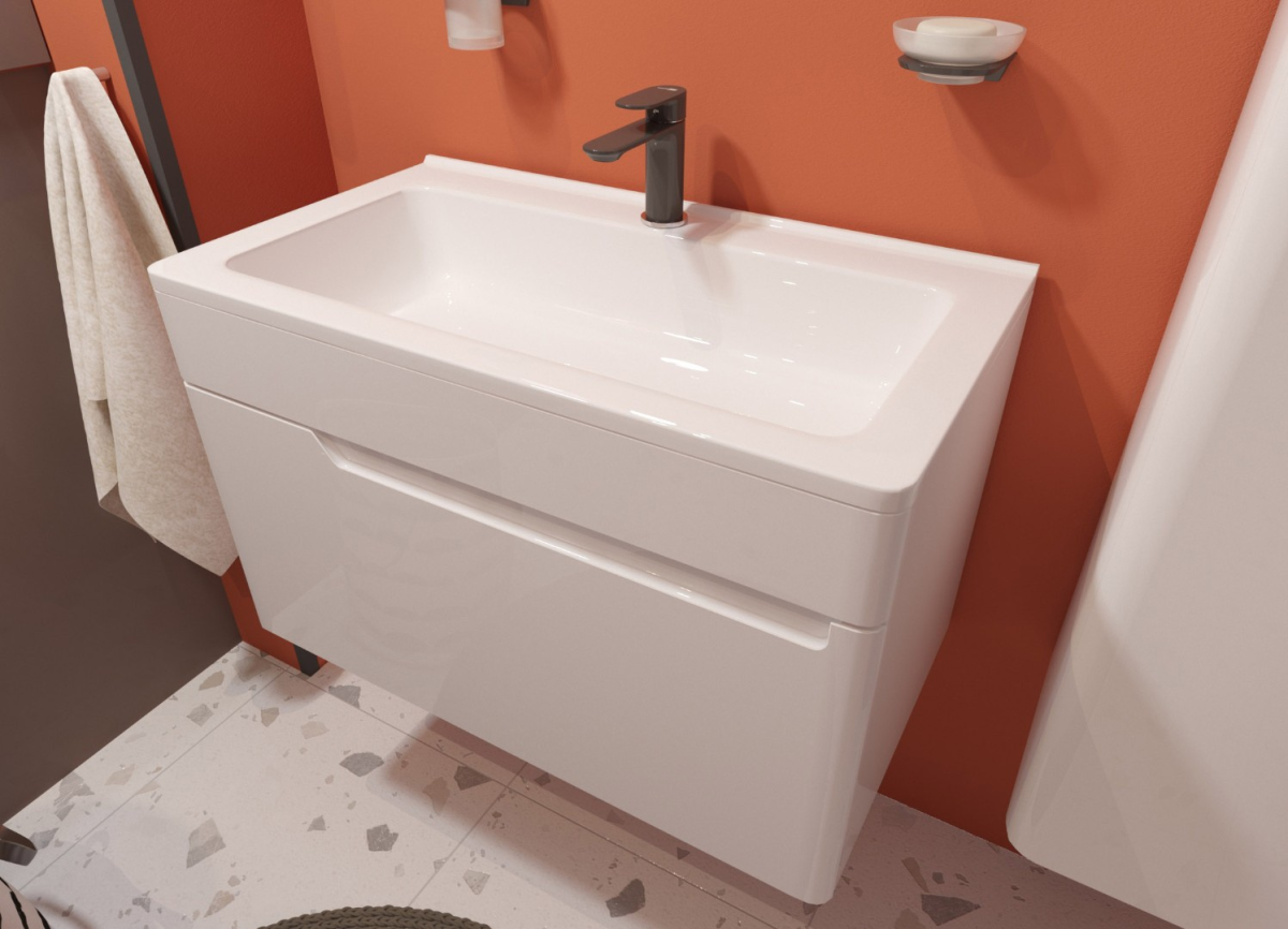 Эстет Kare Luxe 80 тумба с раковиной подвесная 1 ящик ФР-00005718