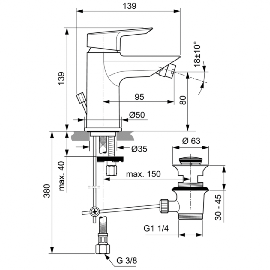 Ideal Standard Tesi смеситель для биде A6579AA