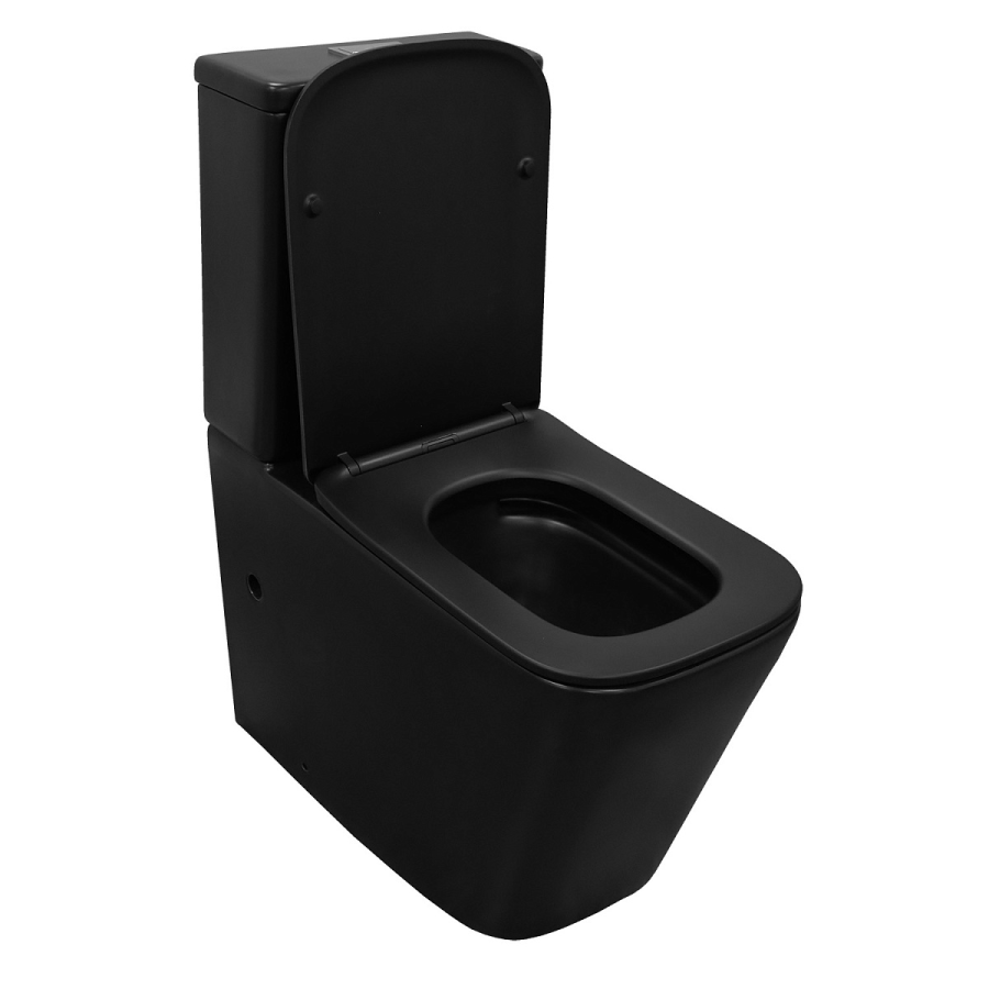 Azario Black King унитаз напольный безободковый с сиденьем микролифт AZ-8303D