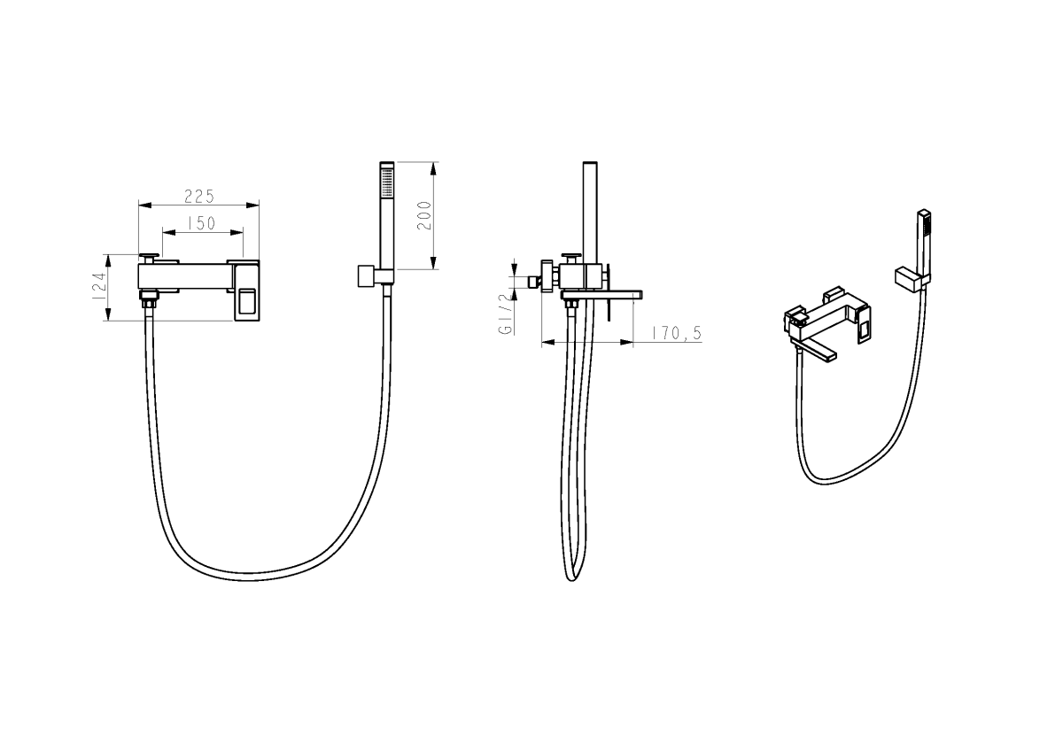 Смеситель для ванны с душевым гарнитуром Boheme Q GoldGold 143-GG.2