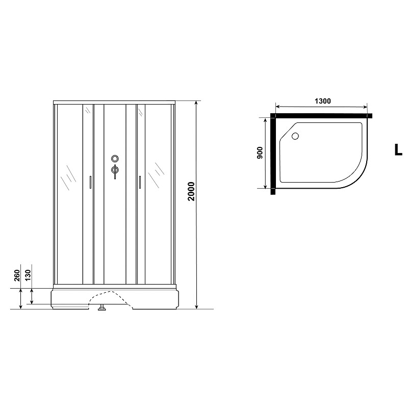 Niagara ЭКО NG 33394-14LBKG Душевая кабина 130x90 Левая Без крыши Гидромассаж 333944LBKG