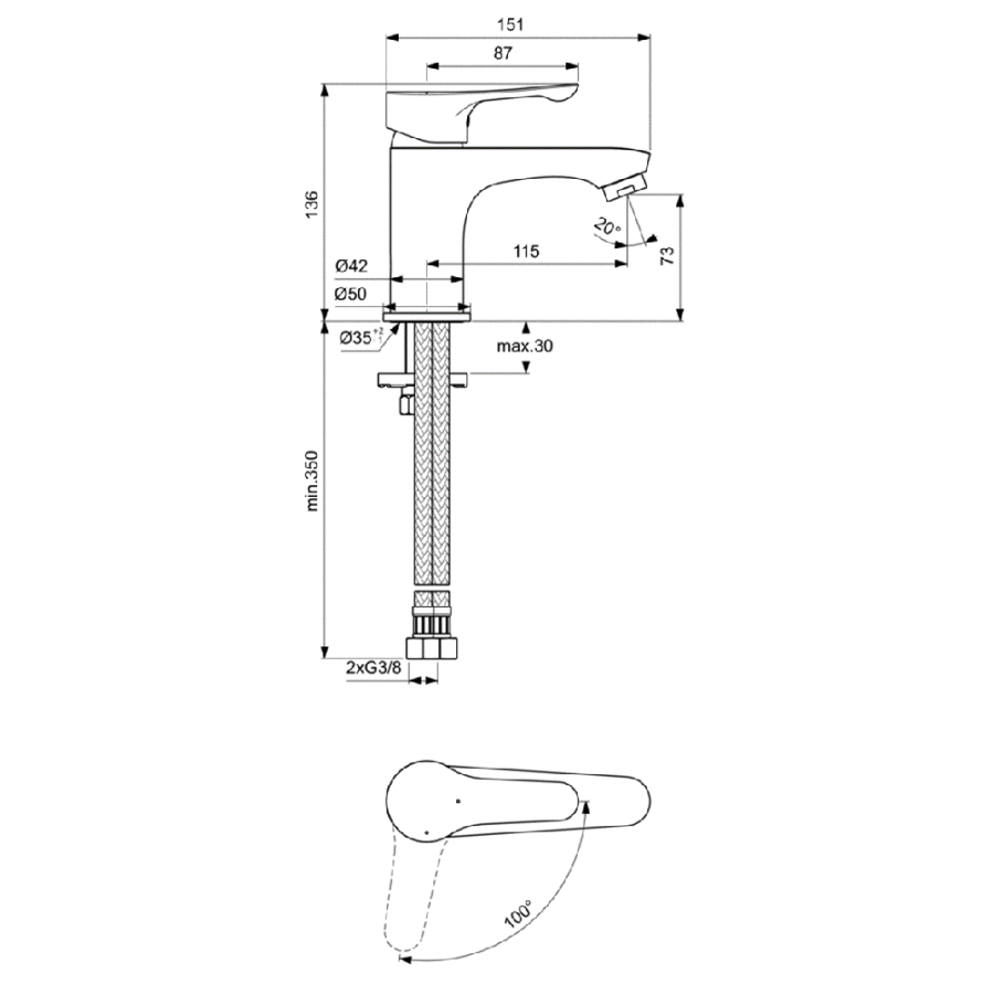 Ideal Standard Alpha смеситель для раковины BC678AA