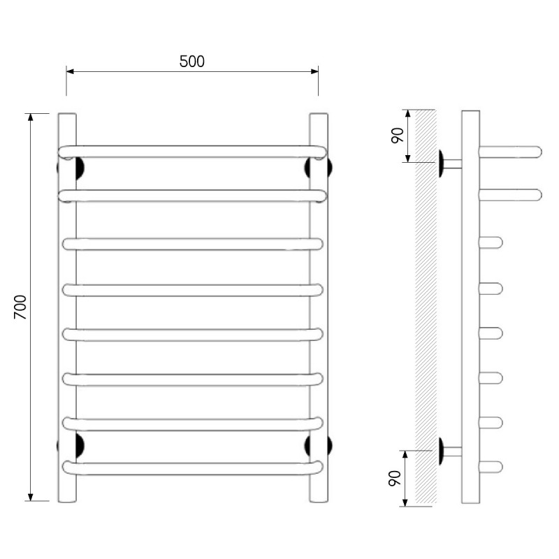 Laris Стандарт П6 полотенцесушитель 50х70 73208012ЧМ