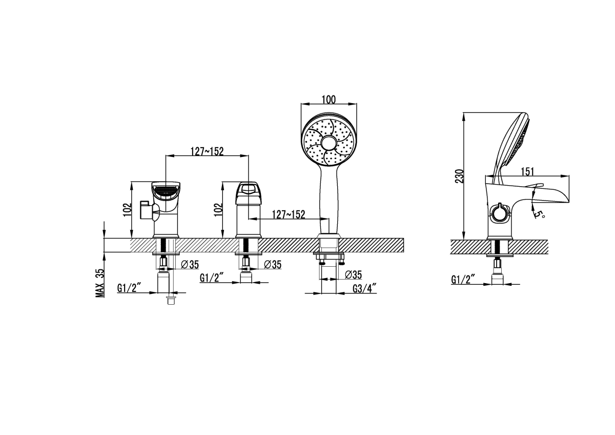 Lemark Omega смеситель на борт ванны LM3145C