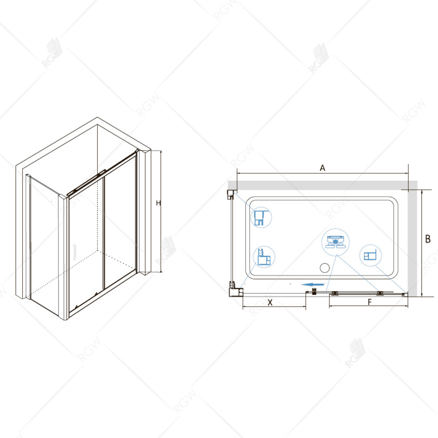 RGW CL-48 (CL-14+Z-24) душевой уголок 140х100 хром, стекло прозрачное 32094804-11