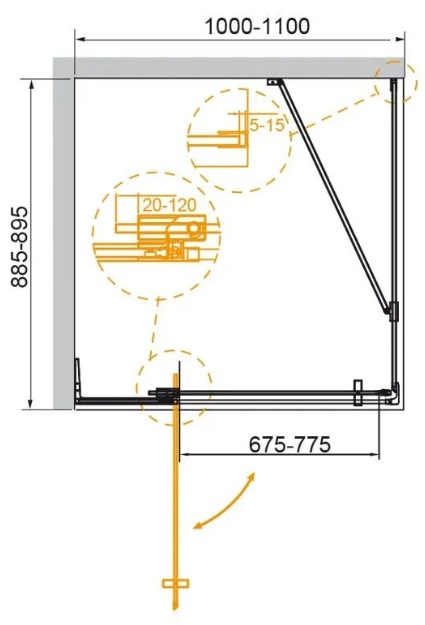 Cezares Slider душевой уголок 90х100/110 см SLIDER-AH-1-90-100/110-GRIGIO-GM