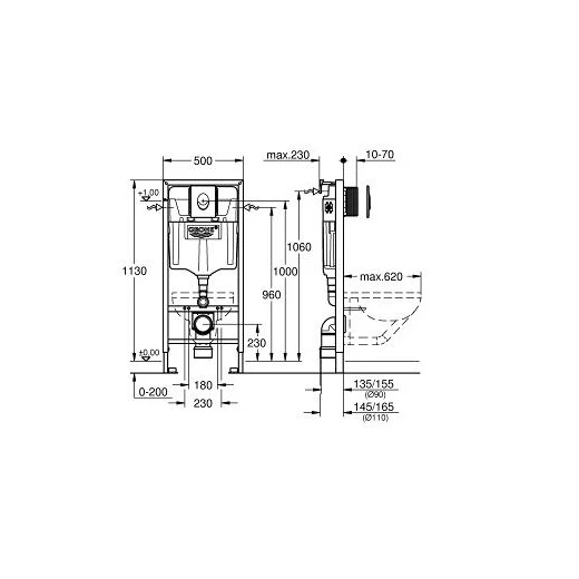 Grohe Rapid SL 38721001 инсталляция для унитаза с овальной кнопкой