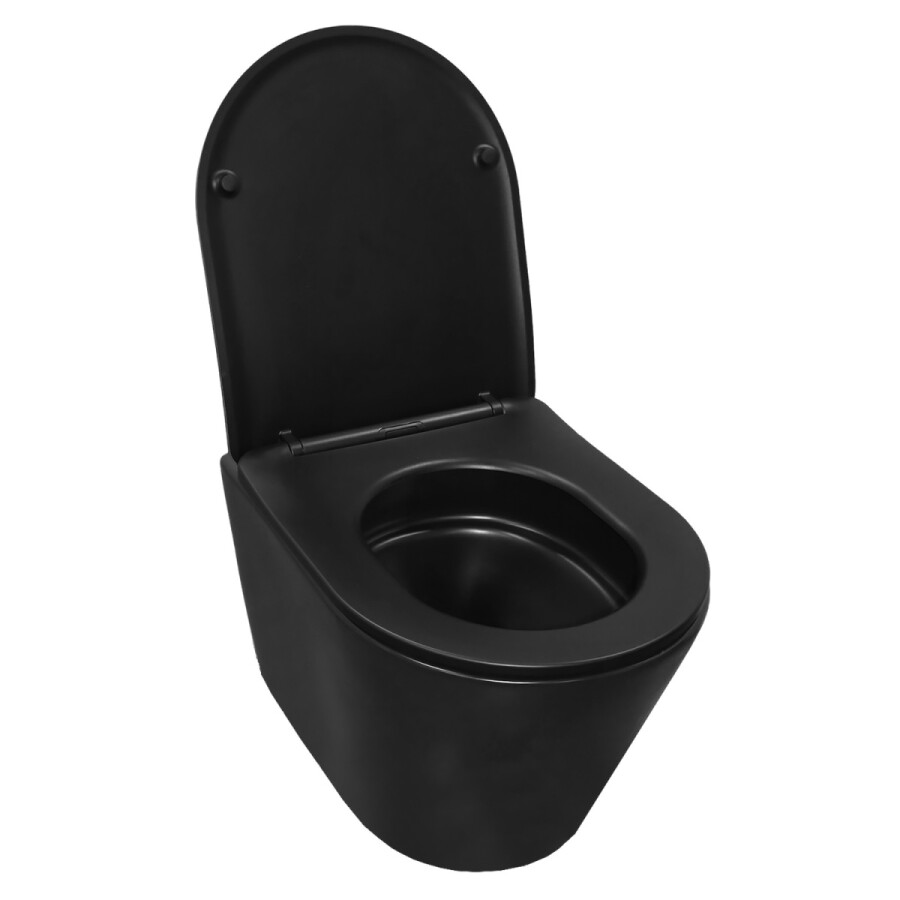 Унитаз подвесной Azario Vela 360х480х360 безободковый, система смыва "Торнадо", с быстросъемным сиденьем "Микролифт", черный матовый AZ-2480MB