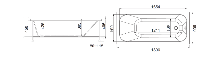 Jacob Delafon Trocadero ванна акриловая прямоугольная 180х80 см E6D355RU-00
