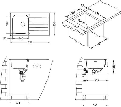 Мойка Alveus Glassix 10 1099462 нержавеющая сталь и закаленное стекло белый 86x50 см