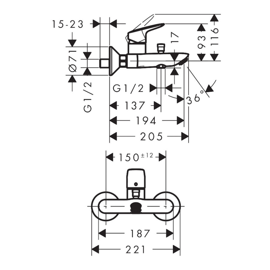 Hansgrohe Logis Смеситель для ванны черный матовый 71400670