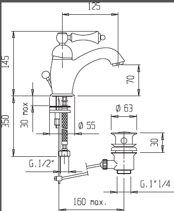 Cezares Margot смеситель для раковины бронза MARGOT-LSM1-02-N