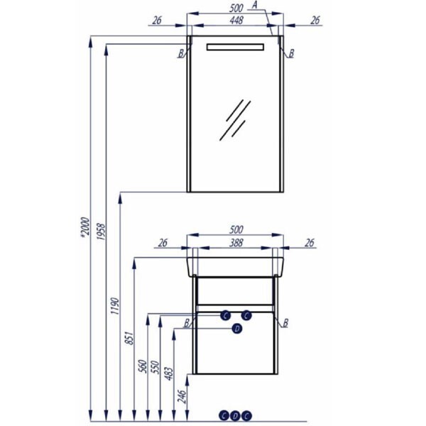 Тумба под раковину AQUATON Верди PRO 50 белый, ясень фабрик 1A195901VDAV0