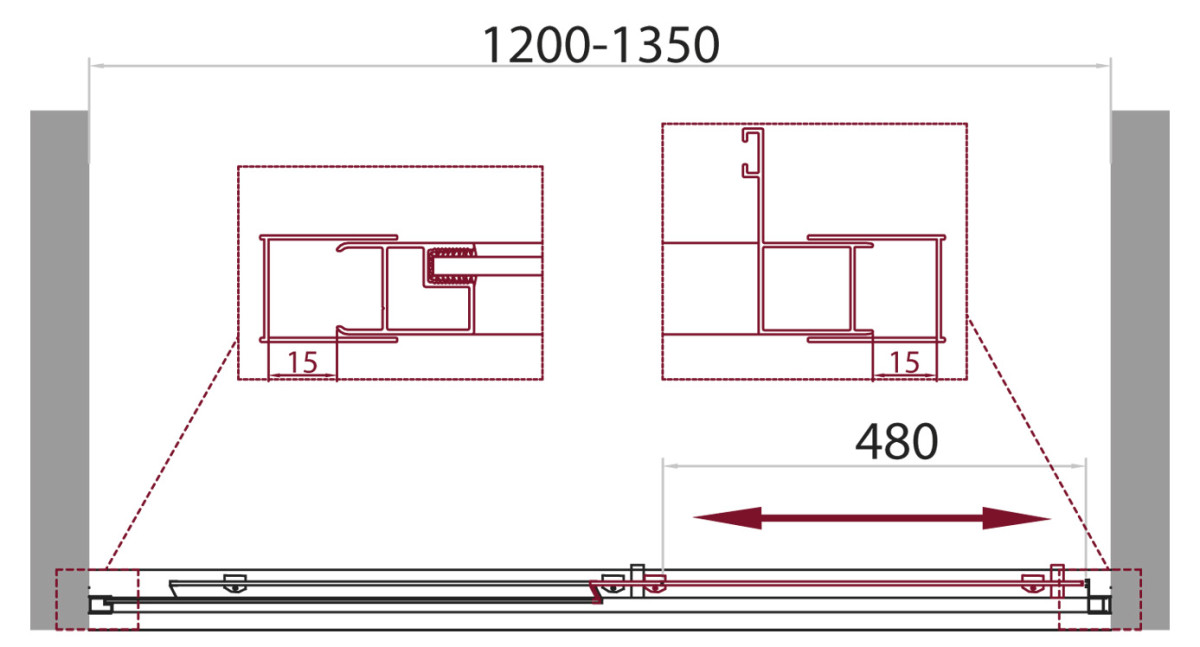 BelBagno UNIQUE-BF-1-120/135-C-Cr Душевые двери 120*190