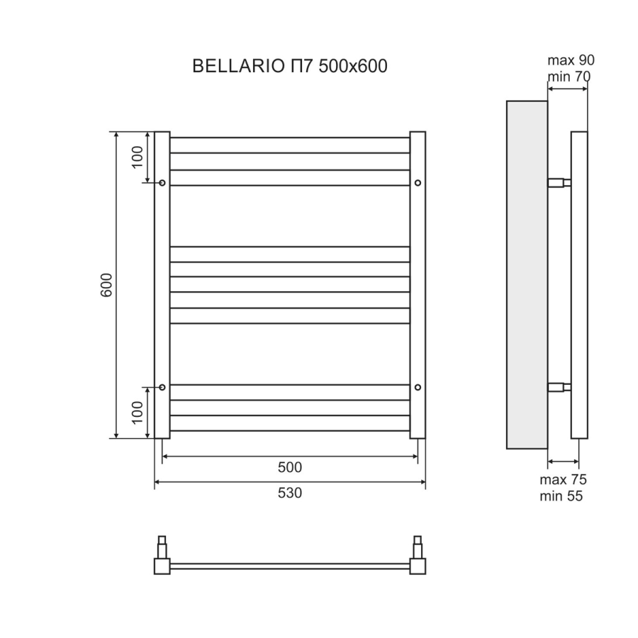 Lemark Bellario П7 полотенцесушитель водяной 50х60 LM68607BL